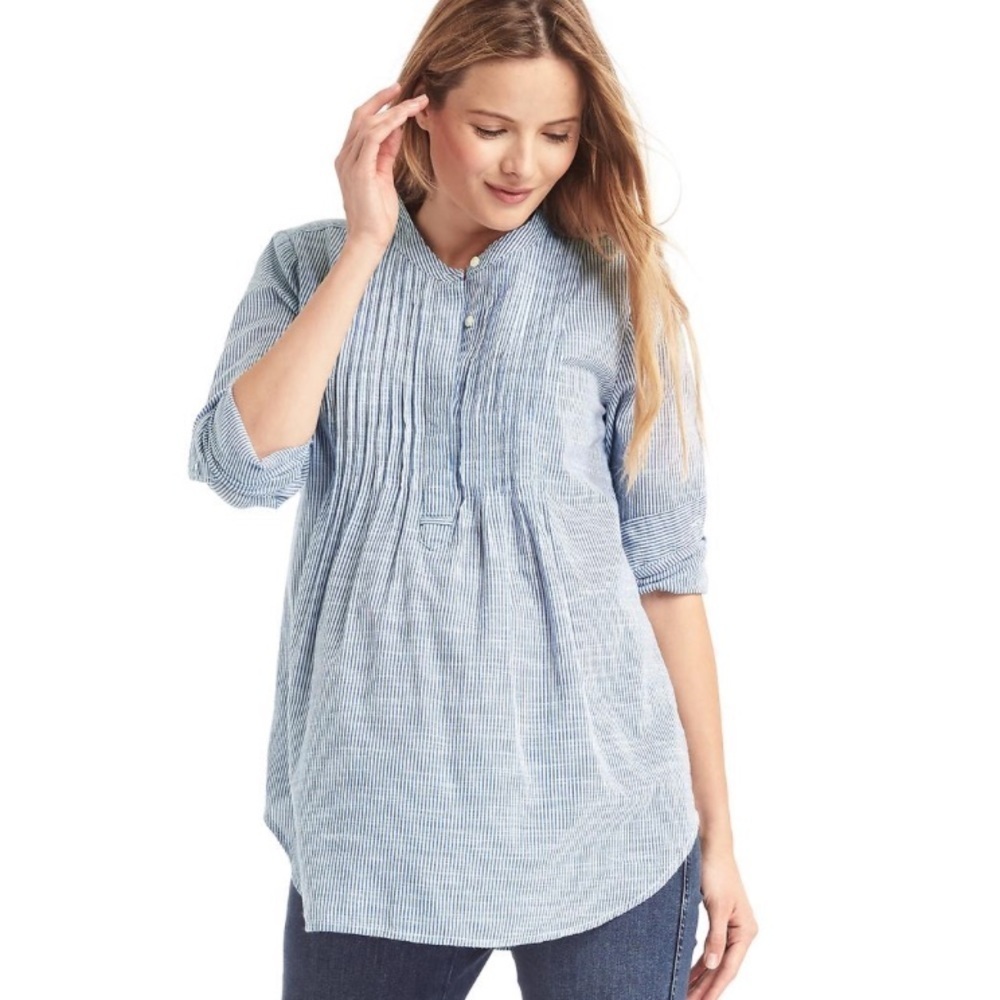 Gap Maternity pintuck striped blouse s